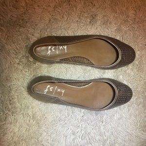 FS/NY PEWTER PLATINO METALLIC BALLET FLATS ~ NWT original box~ French Sole 10M